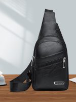 Men Fashion Casual Solid Color Soft Leather Business Chest Bag - Image 6