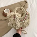 Wholesale Women Fashion Casual Floral Woven Beach Handbag - Image 5