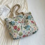 Wholesale Women Fashion Casual Large Capacity Floral Printed Canvas Tote Bag - Image 5