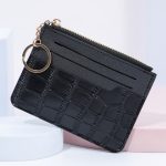 Wholesale Women Fashion Simple Solid Color Stone Pattern Zipper Thin Wallet - Image 6