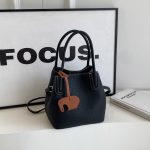 Women Fashion Casual Solid Color Litchi Pattern Bucket Handbag - Image 5