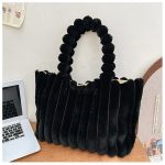 Wholesale Women Fashion Solid Color Plush Large Capacity Square Tote Bag - Image 4