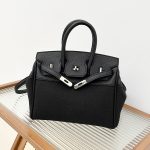 Elegant Large Capacity Canvas Color Contrast Handbags - Image 7