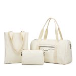 Wholesale Simple Solid Color Bag Large Capacity Handbag Three-Piece Set - Image 2