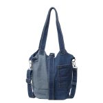 Wholesale Fashion Contrast Color Stitching Large Capacity Denim Bucket Handbags - Image 5