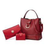 Wholesale Women Fashion Simple Large Capacity Handbag Bag Three-Piece Set - Image 5