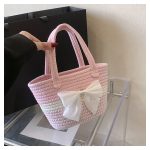 Wholesale Summer Women Casual Vacation Straw Woven Bow Floral Handbag - Image 5