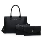 Wholesale Women Fashion Casual Solid Color Litchi Pattern Handbag Three-Piece Bag Set - Image 6