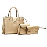 Wholesale Women Fashion Casual Solid Color Bag Stone Pattern Handbag Three-Piece Set