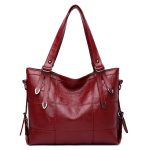 Women Fashion Casual Solid Color Pu Soft Leather Large Capacity Water-Repellent Tote Bag - Image 5