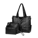 Wholesale Women Fashion Retro Solid Color Large Capacity Shoulder Bag Three-Piece Bag Set - Image 6