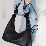 Wholesale Women Fashion Casual Solid Color Pleated Lace-Up Shoulder Bag - Image 5