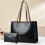 Wholesale Women Fashion Simple Pu Tote Bag Two-Piece Bag Set - Image 6