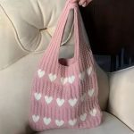 Wholesale Women Fashion Casual Knitted Love Large Capacity Shoulder Bag - Image 6