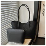 Wholesale Women Fashion Casual Solid Color Tote Bag Two-Piece Bag Set - Image 6