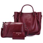Women Fashion Casual Solid Color Handbag Three-Piece Bag Set - Image 2