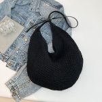 Wholesale Women Fashion Casual Solid Color Large Capacity Woven Shoulder Bag
