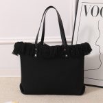 Wholesale Women Fashion Casual Solid Color Large Capacity Tassel Woven Tote Bag - Image 6