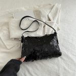 Wholesale Women Fashion Solid Color Sequin Shoulder Bag - Image 6