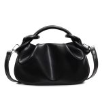 Women Fashion Simple Solid Color Pleated Portable Shoulder Bag - Image 6