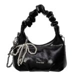 Women Fashion Solid Color Soft Leather Portable Chain Shoulder Bag - Image 5