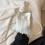 Wholesale Women Fashion Solid Color Woven Pu Bucket Shoulder Bag - Image 6