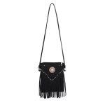 Women Fashion Retro Solid Color Rivet Tassel Shoulder Bag - Image 6