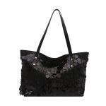 Women Fashion Casual Solid Color Sequins Large Capacity Shoulder Bag - Image 6