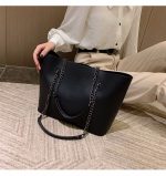 Wholesale Women Fashion Casual Solid Color Soft Leather Large Capacity Chain Shoulder Bag - Image 6