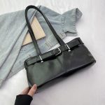 Wholesale Women Fashion Casual Simple Solid Color Belt Buckle Shoulder Bag - Image 6
