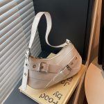 Wholesale Women Fashion Casual Solid Color Belt Baguette Shoulder Bag - Image 6