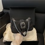 Wholesale Women Fashion Casual Solid Color Chain Belt Denim Shoulder Bag - Image 6