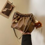 Wholesale Women Fashion Casual Solid Color Chain Plush Pendant Shoulder Bag