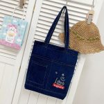 Wholesale Women Fashion Casual Simple Canvas Denim Shoulder Bag - Image 6