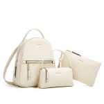 Wholesale Women Fashion Casual Solid Color Large Capacity Backpack Three-Piece Bag Set - Image 2