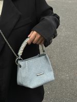 Wholesale Women Fashion Casual Chain Denim Bucket Handbag - Image 5