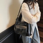 Women Fashion Retro Casual Solid Color Large Capacity Multifunctional Shoulder Bag - Image 6