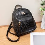 Wholesale Women Fashion Casual Solid Color Crocodile Pattern Mini Backpack - Image 6