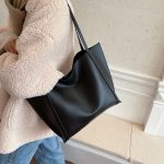 Women Fashion Casual Simple Solid Color Large Capacity Tote Bag - Image 6