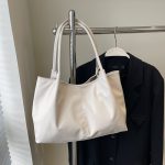 Wholesale Women Fashion Casual Simple Solid Color Large Capacity Tote Bag - Image 4