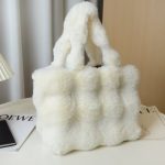 Wholesale Women Fashion Casual Solid Color Plush Handbag - Image 6