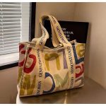 Women Casual Letter Printed Large Capacity Canvas Tote Bag - Image 4