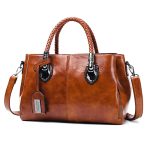 Wholesale Women Fashion Casual Retro Solid Color Oil Wax Tote PU Handbag - Image 6