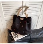 Wholesale Women Fashionable Solid Color Large Capacity Letter Embroidered Canvas Tote Bag - Image 6