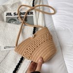 Women Fashion Simple Straw Woven Pearl Decoration Shoulder Bag - Image 6