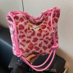 Women Fashion Cute Large-Capacity Leopard Plush Shoulder Bag - Image 5