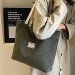 Women Fashion Casual Corduroy Floral Printed Large-Capacity Tote Bag - Image 5