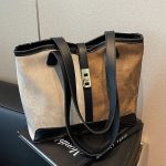 Women Fashion Casual Contrast Color Large Capacity Tote Bag - Image 5