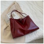 Women Casual Simple Solid Color Large Capacity Soft Leather Tote Bag - Image 2