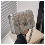 Women Fashion Casual Solid Color Rhombic Chain Small Square Shoulder Bag - Image 6